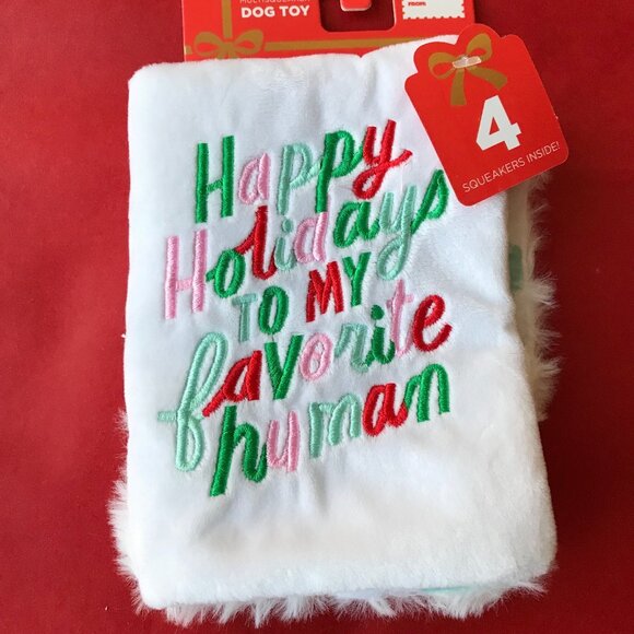 Hallmark Pets Christmas Fabric Book Holiday Dog Toy  4 Squeaker - Picture 2 of 3